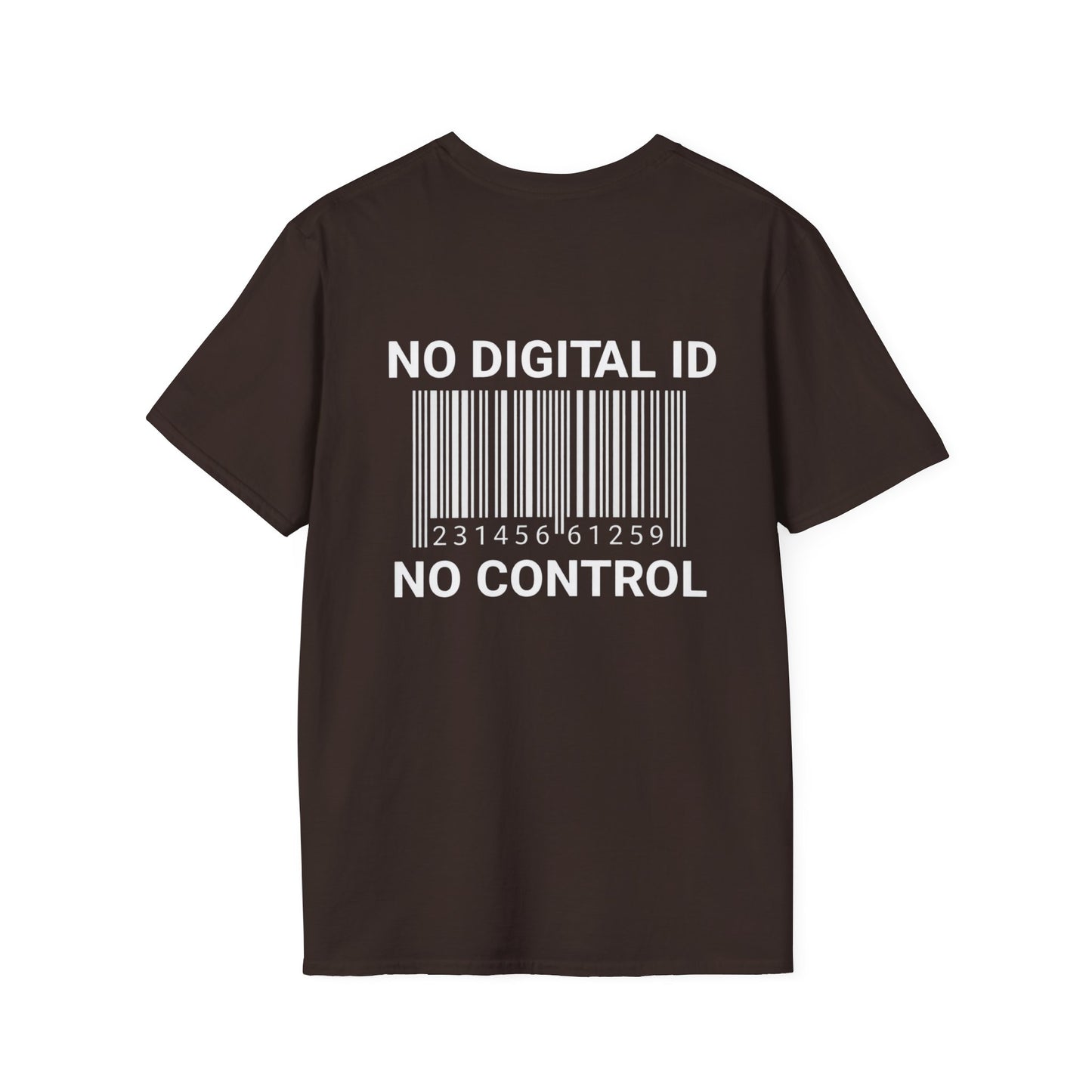NO DIGITAL ID NO CONTROL Tee shirt — The Awakening Back-Print Statement Tee Shirt