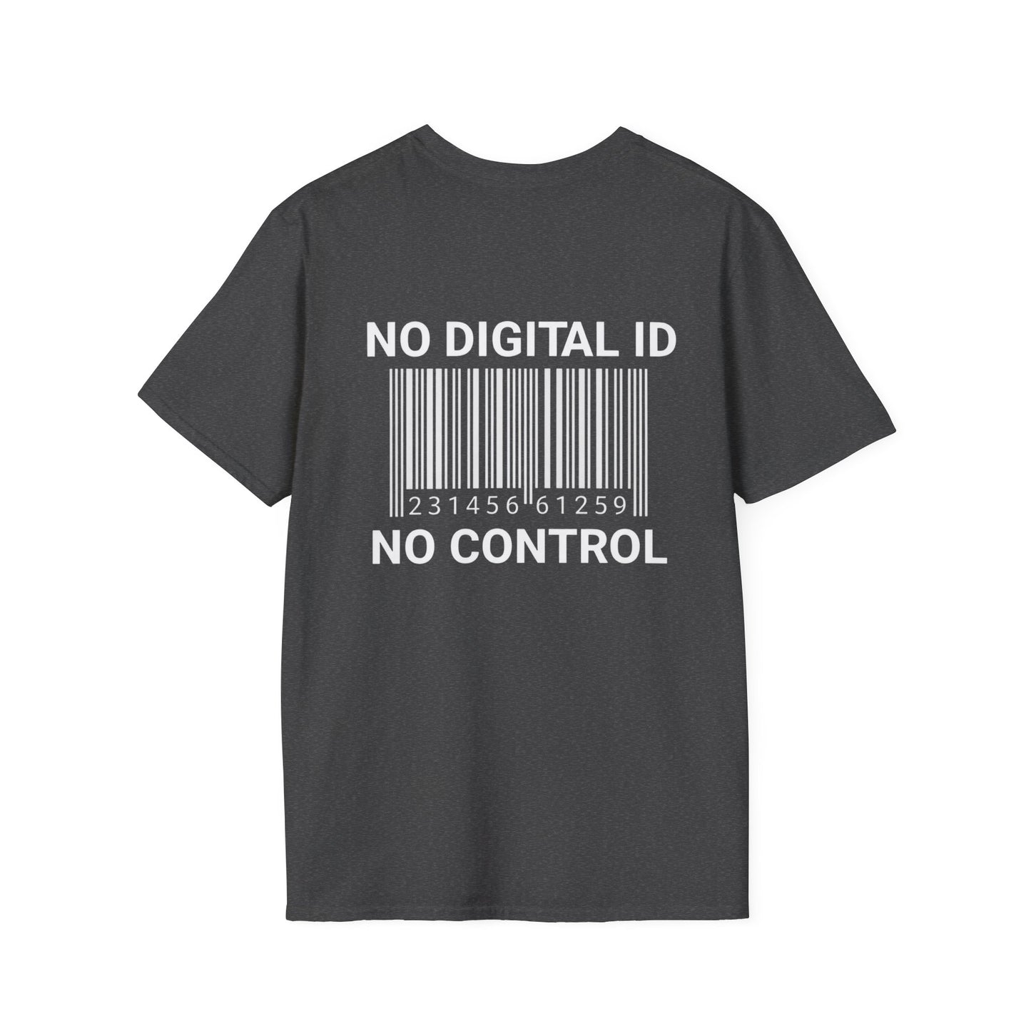NO DIGITAL ID NO CONTROL Tee shirt — The Awakening Back-Print Statement Tee Shirt