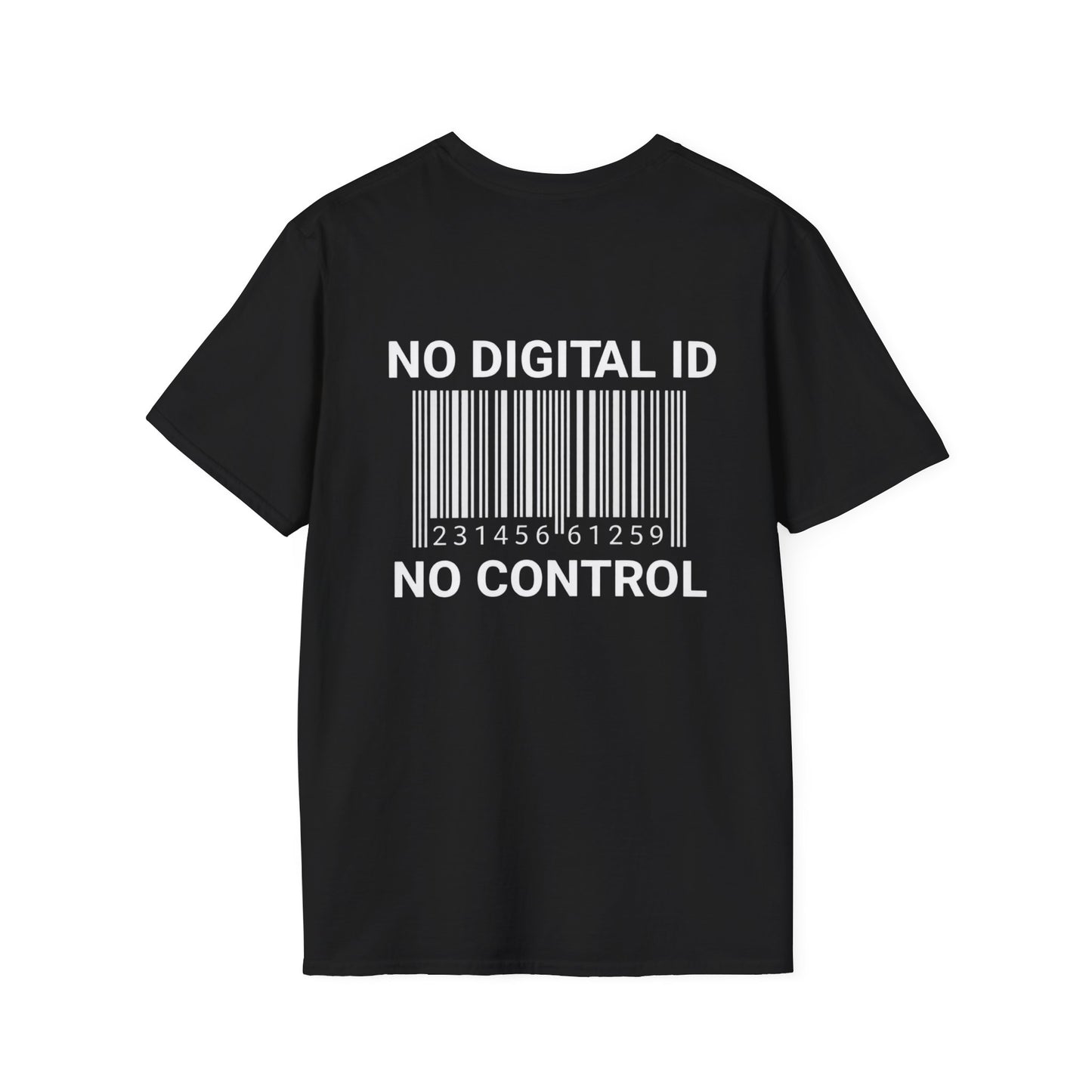 NO DIGITAL ID NO CONTROL Tee shirt — The Awakening Back-Print Statement Tee Shirt
