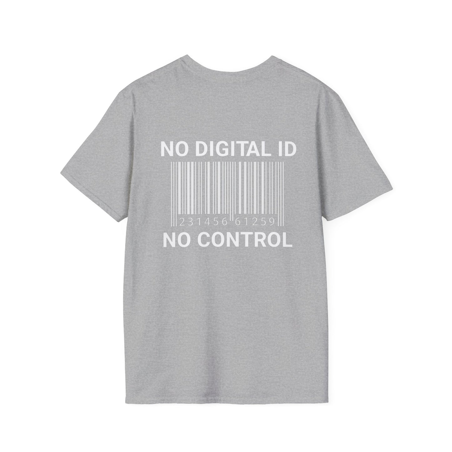 NO DIGITAL ID NO CONTROL Tee shirt — The Awakening Back-Print Statement Tee Shirt