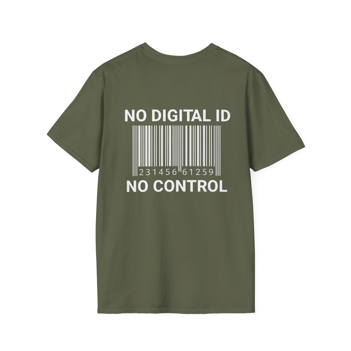 NO DIGITAL ID NO CONTROL Tee shirt — The Awakening Back-Print Statement Tee Shirt