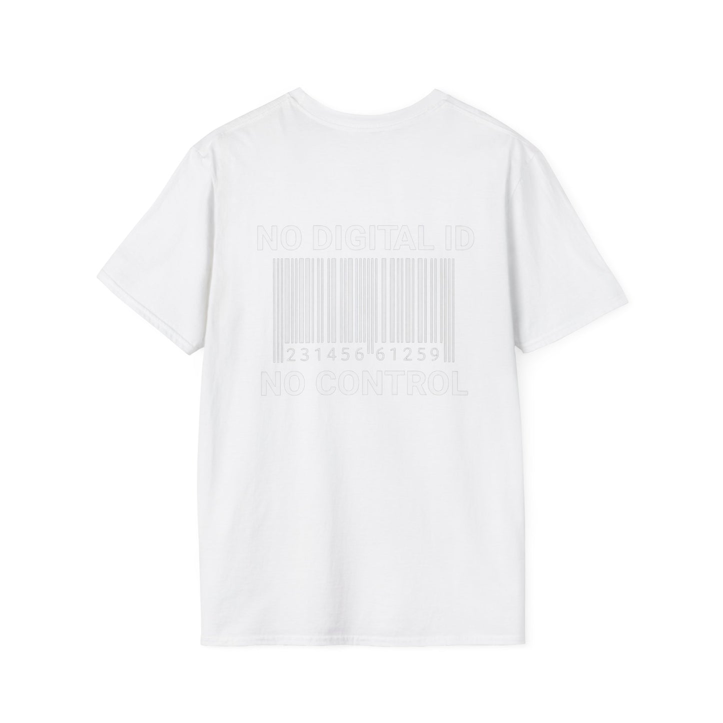 NO DIGITAL ID NO CONTROL Tee shirt — The Awakening Back-Print Statement Tee Shirt